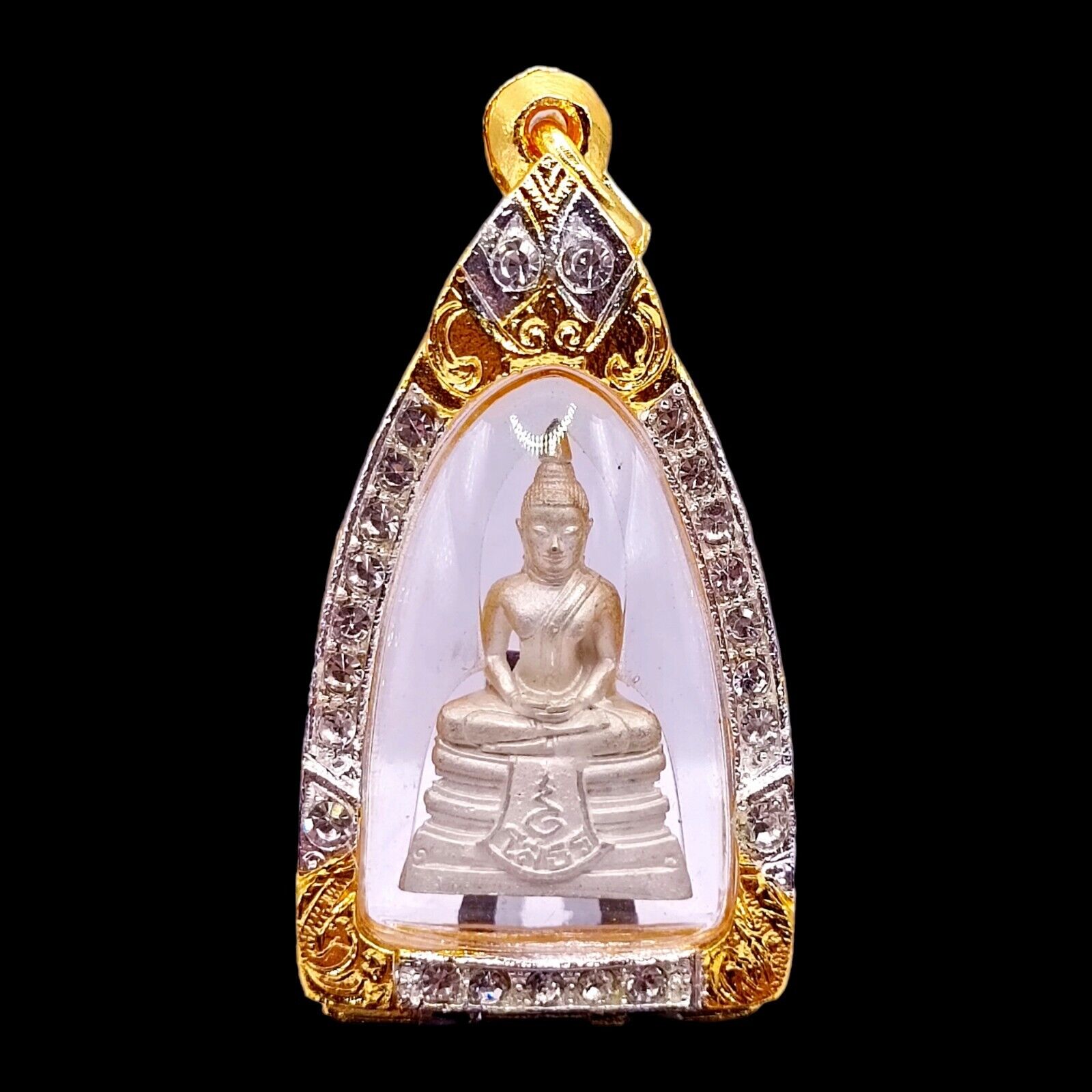 THAI BUDDHA PHRA AMULET LP SOTHORN GOLD CASE PENDANT TALISMAN CHARM HOLY K441