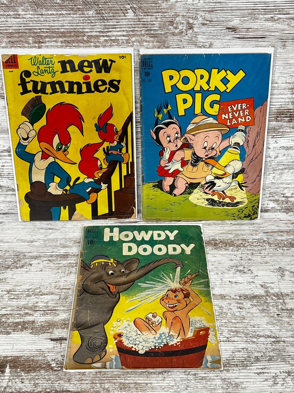 Lot of 3 Dell Comics New Funnies Porky Pig Howdy Doody