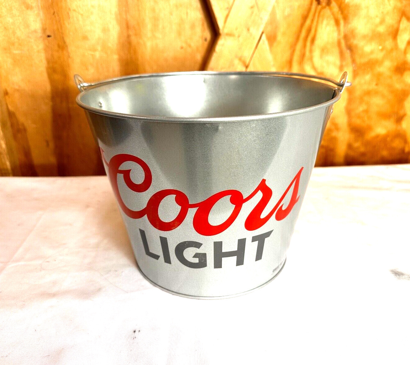 Coors Light Beer Official NY Giants Logo 5 Quart Metal Ice Bucket New Old Stock