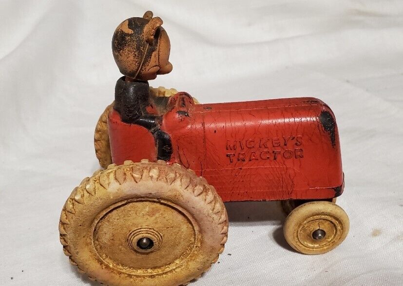Mickey's Tractor vintage rubber Disney