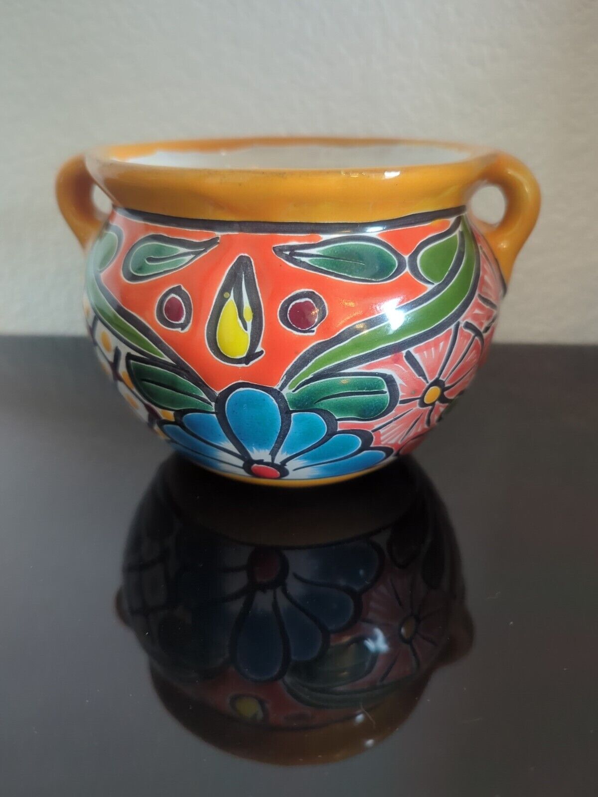 Talavera Michoacana Planter Pot Mexican Pottery Hand Painted Home Decor 4.5 IN
