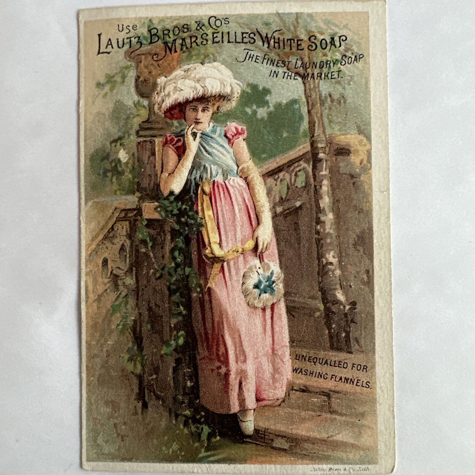VICTORIAN TRADE CARD TREMONT ST BOSTON LAUTZ  MARSEILLES LAUNDRY SOAP c1880s A88