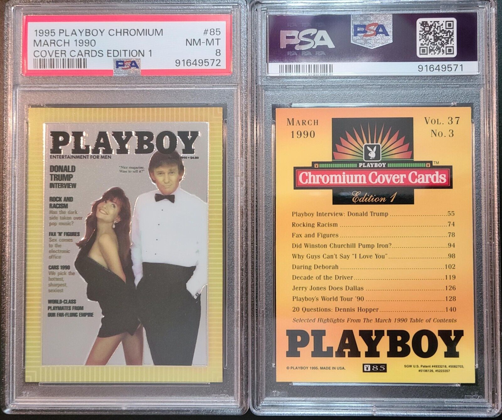 1995 Playboy Chromium Trump #85 Graded PSA 8 NM-MT
