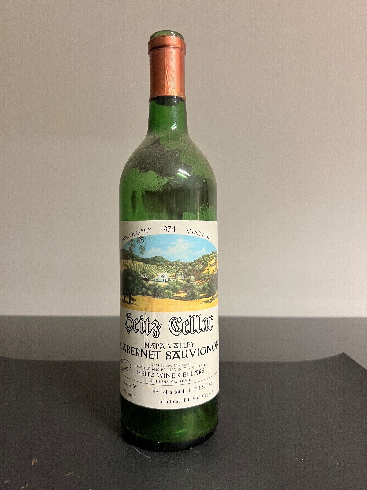 Best American Wine ever: Heitz Marthas 1974 Empty Wine Bottle.
