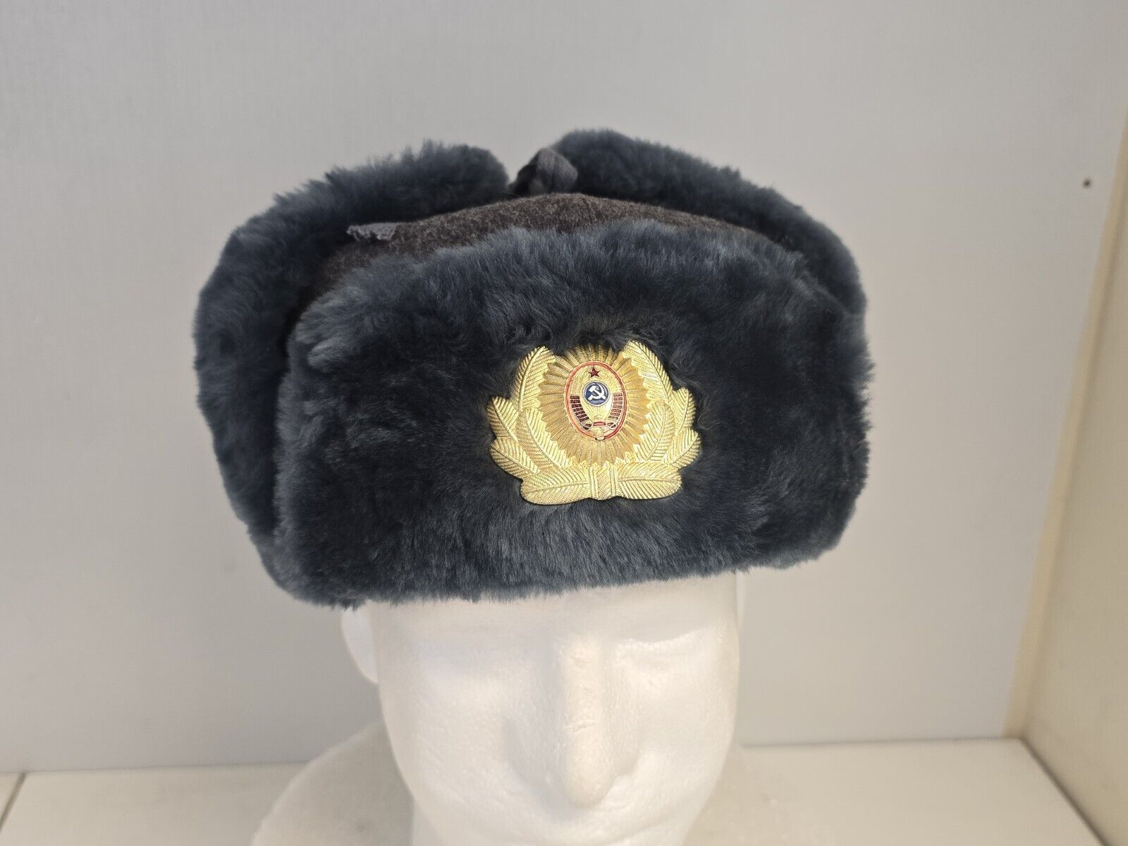 Russian Soviet militia  officer winter   hat badge  SZ 58  USHANKA Cлово Пацана