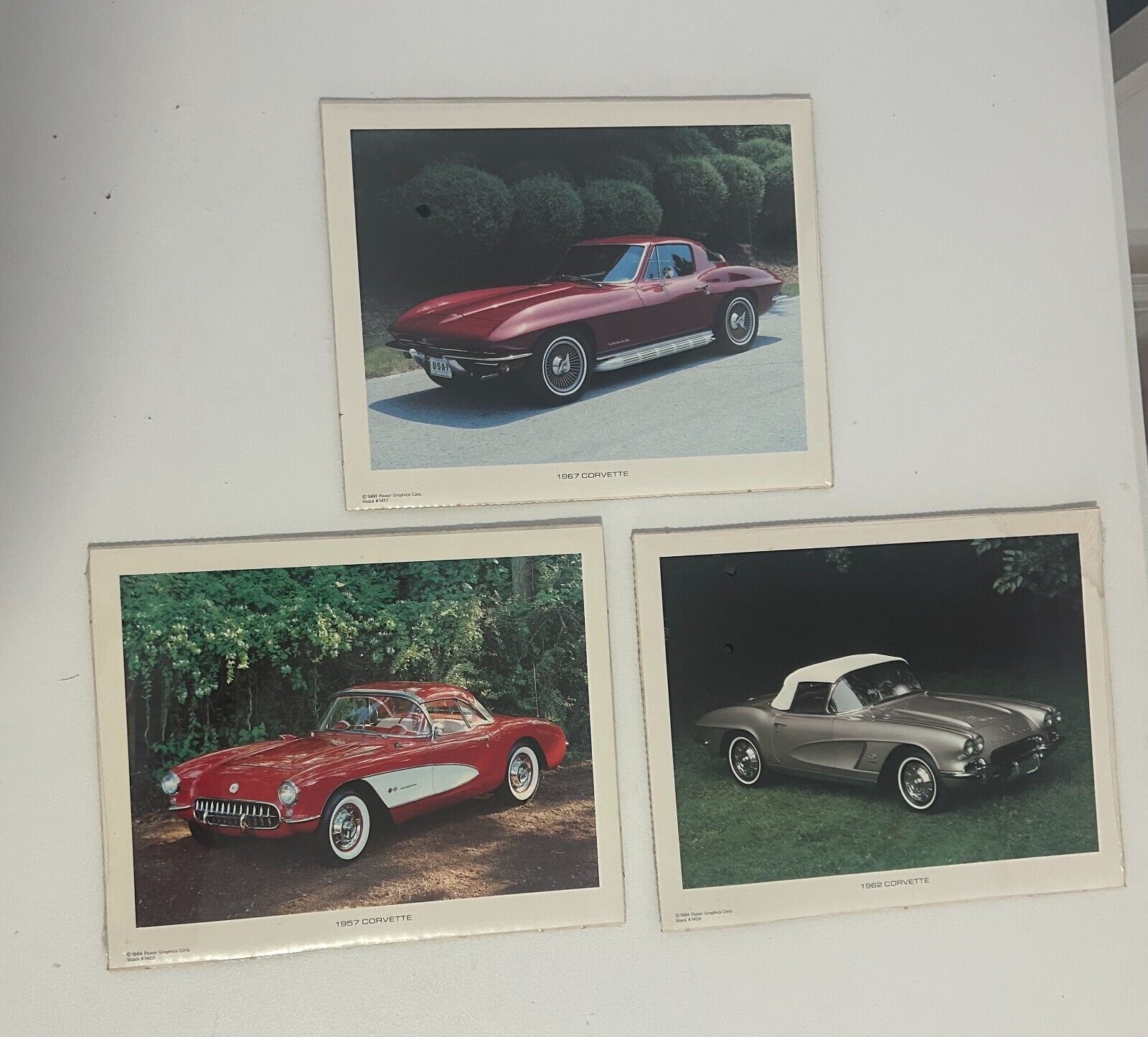 Vintage Car Images; Corvette 1957, 1962, 1967; USED