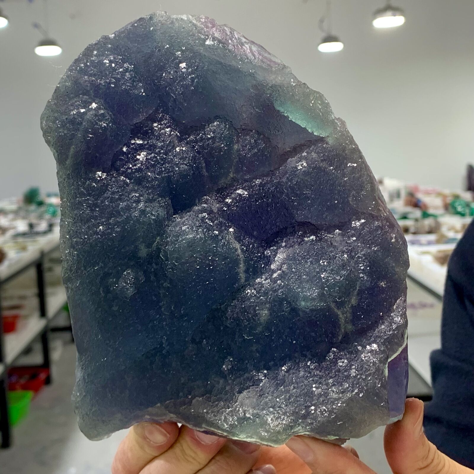 4.84LB Rare transparent purple-blue cubic fluorite mineral crystal sample/China