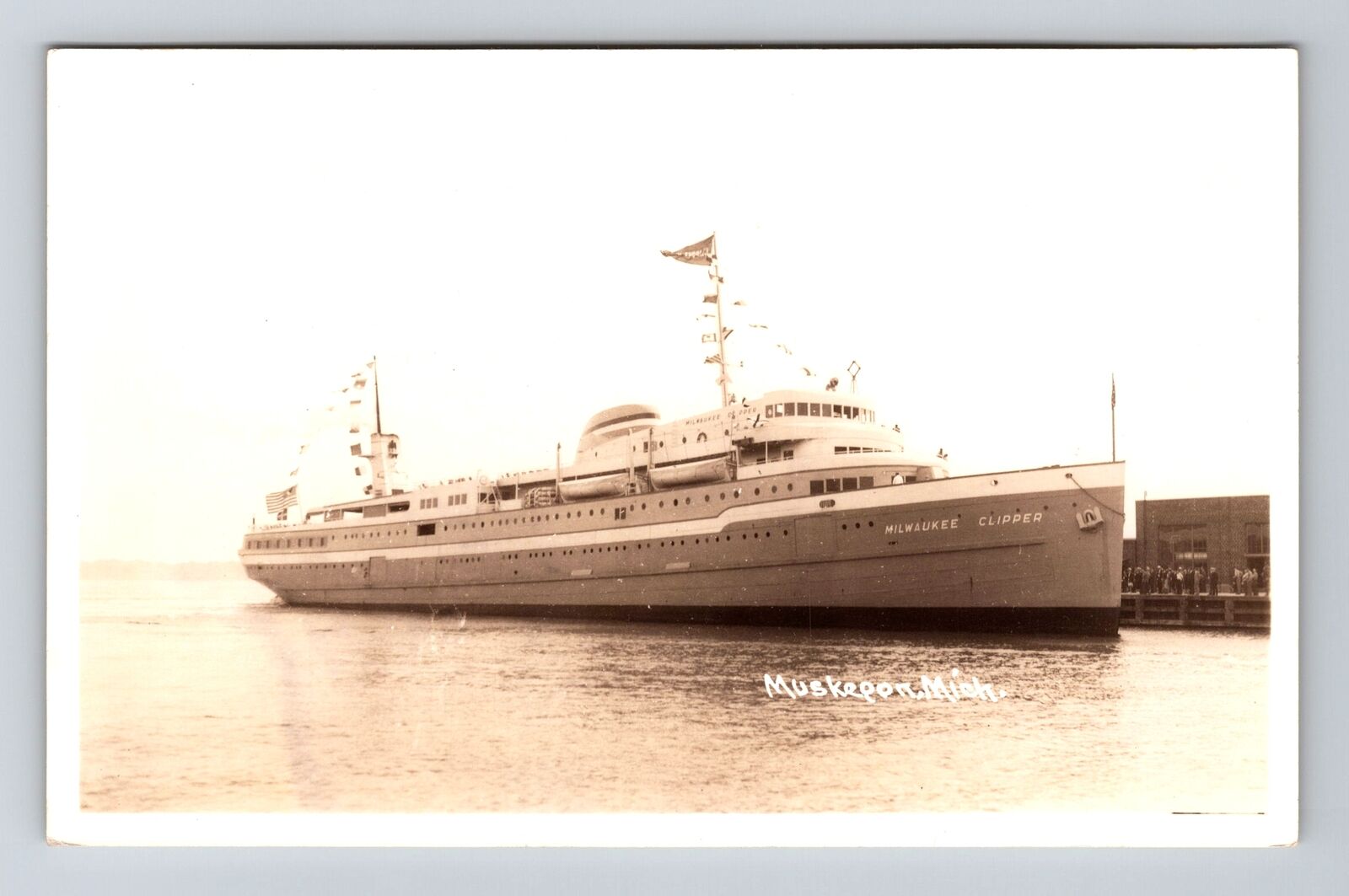 Muskegon MI-Michigan RPPC SS Milwaukee Clipper Real Photo c1940 Vintage Postcard