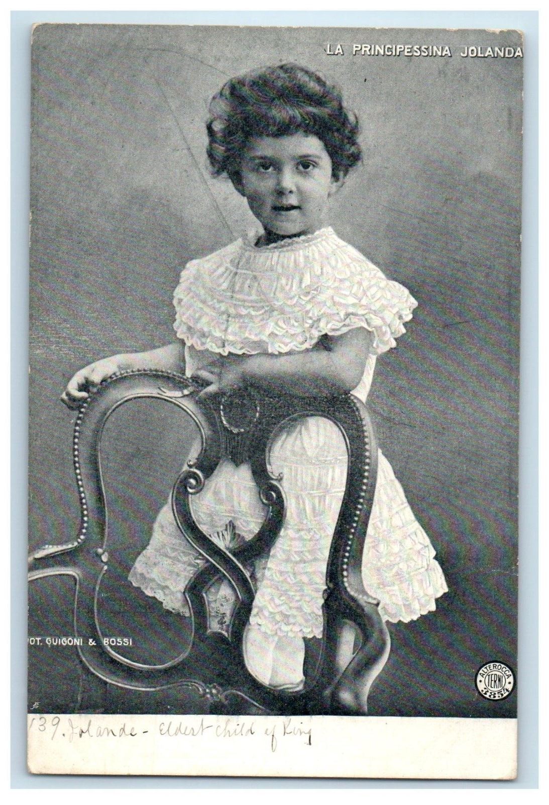 c1910\'s La Principessina Jolanda Studio Portrait Unposted Antique Postcard