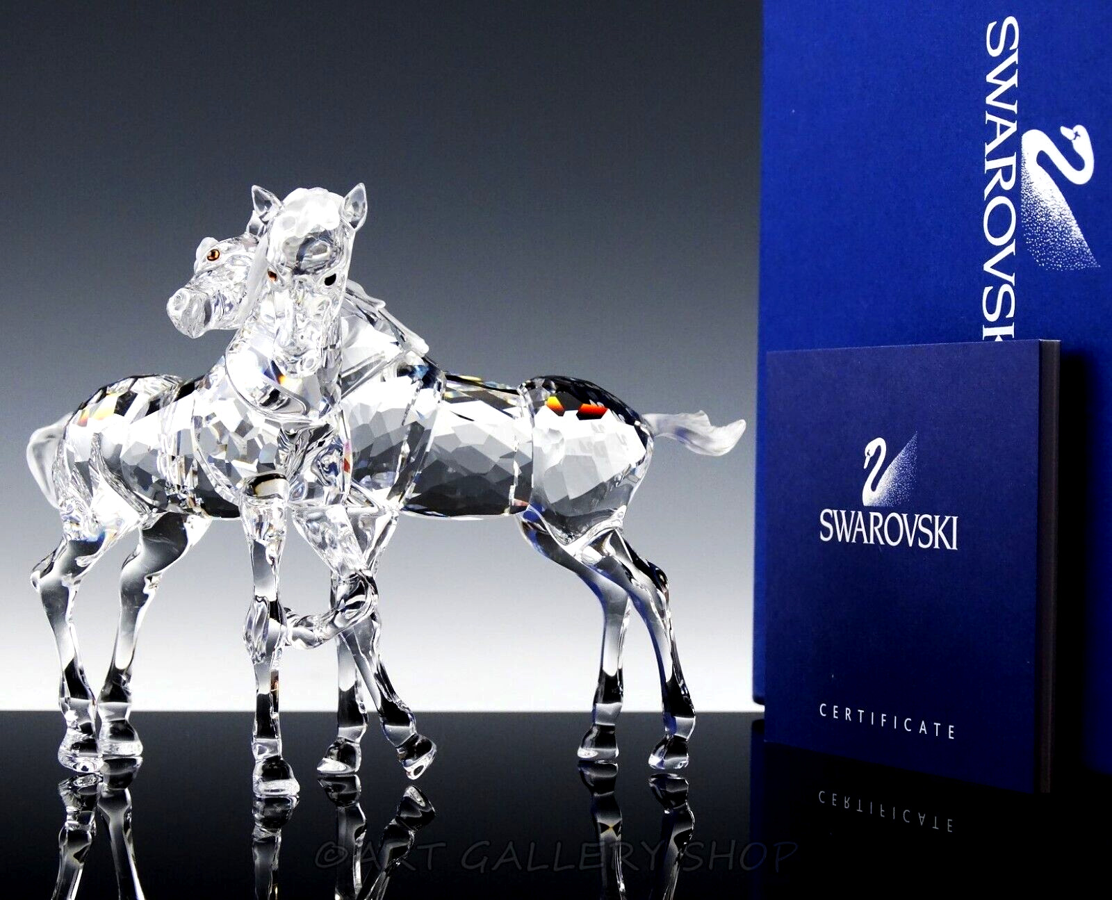 Swarovski Austria Crystal Figurine #627637 FOALS TWO HORSES Mint Box & COA