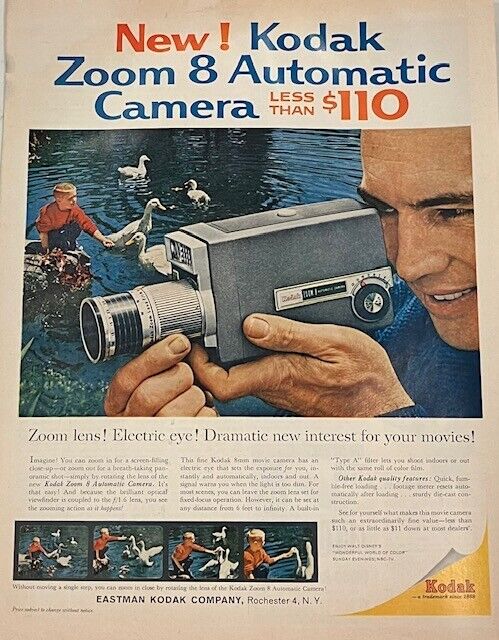 Incredible 1961 Original Kodak Camera Camcorder Zoom 8 Film Movie Photo Ad