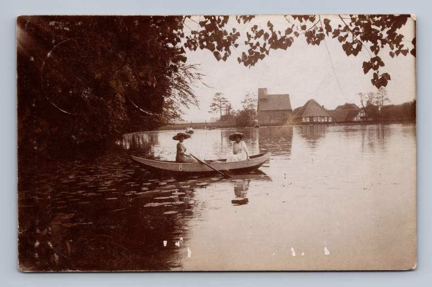 Rowboat Girls ERBACH Germany RPPC Antique Hesse Photo Postcard Fotokarte 1912