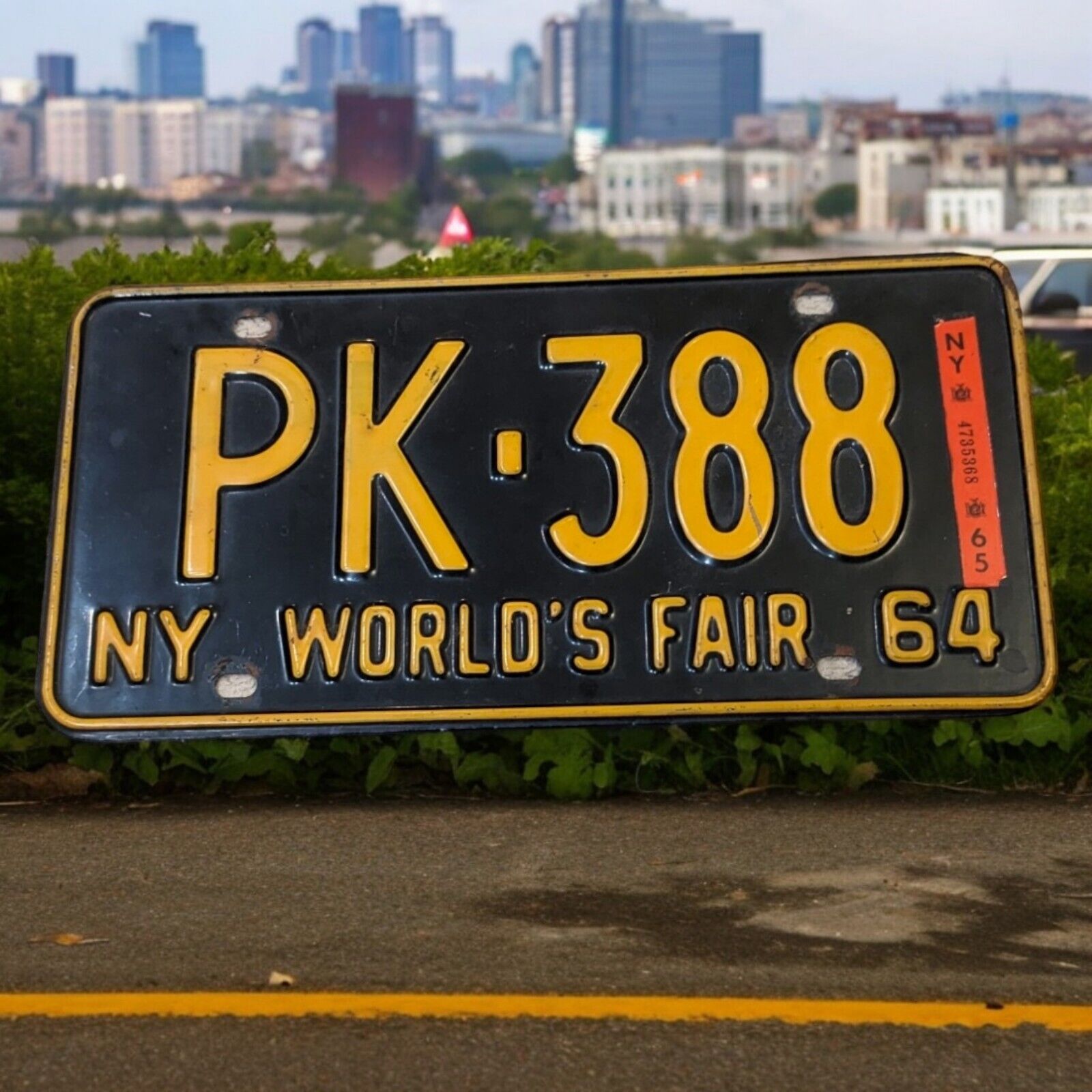 1964 New York Worlds Fair License Plate PK-388