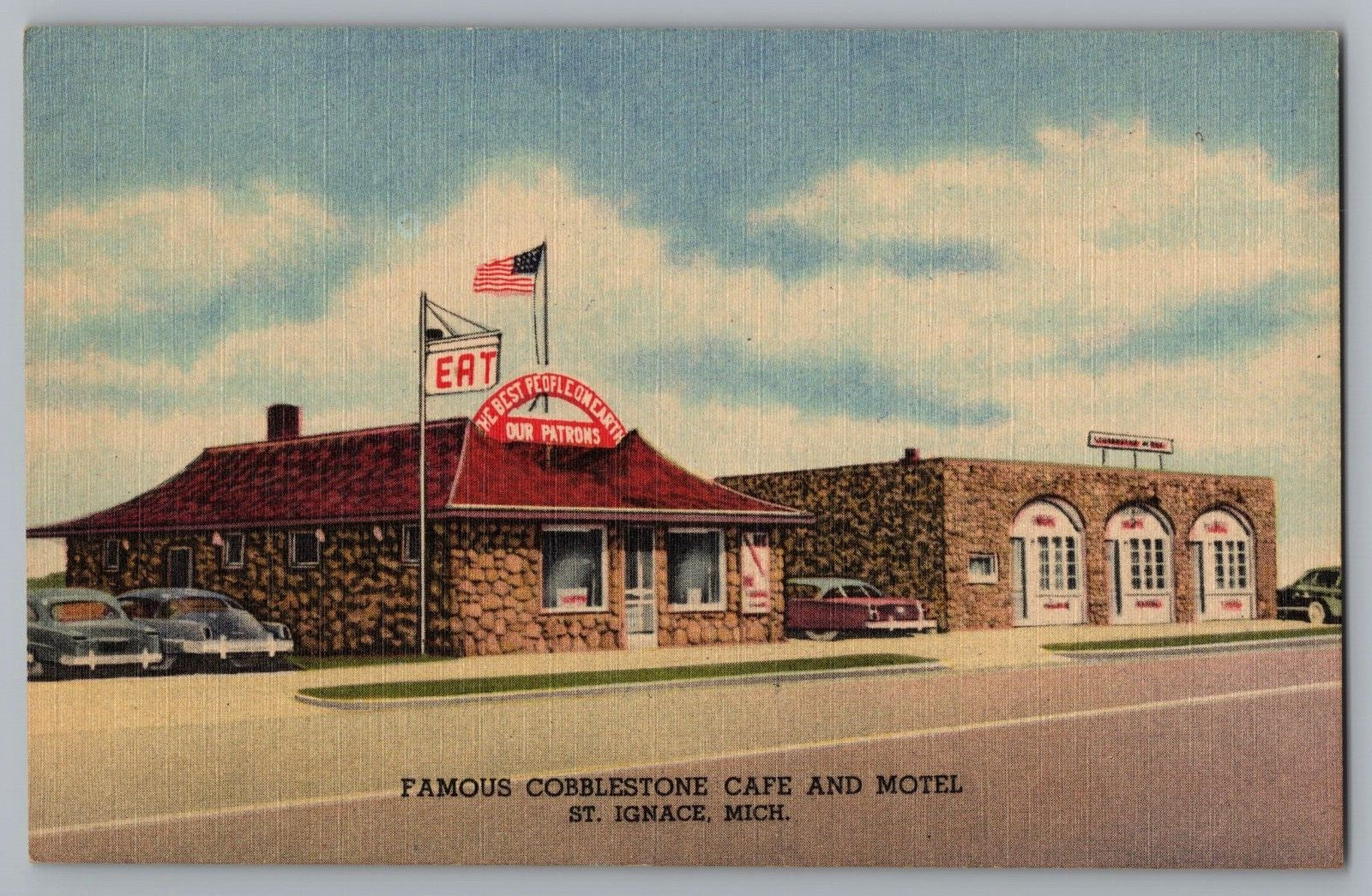 Postcard Cobblestone Cafe and Motel, St. Ignace, Michigan