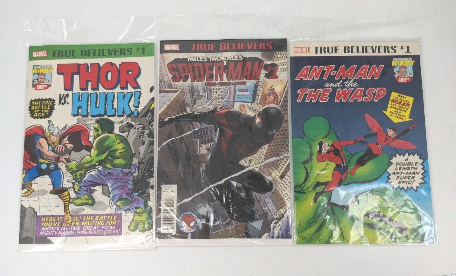 Lot of 3 True Believers: Ant-Man and the Wasp #1 Spiderman #1 Thor vs. Hulk