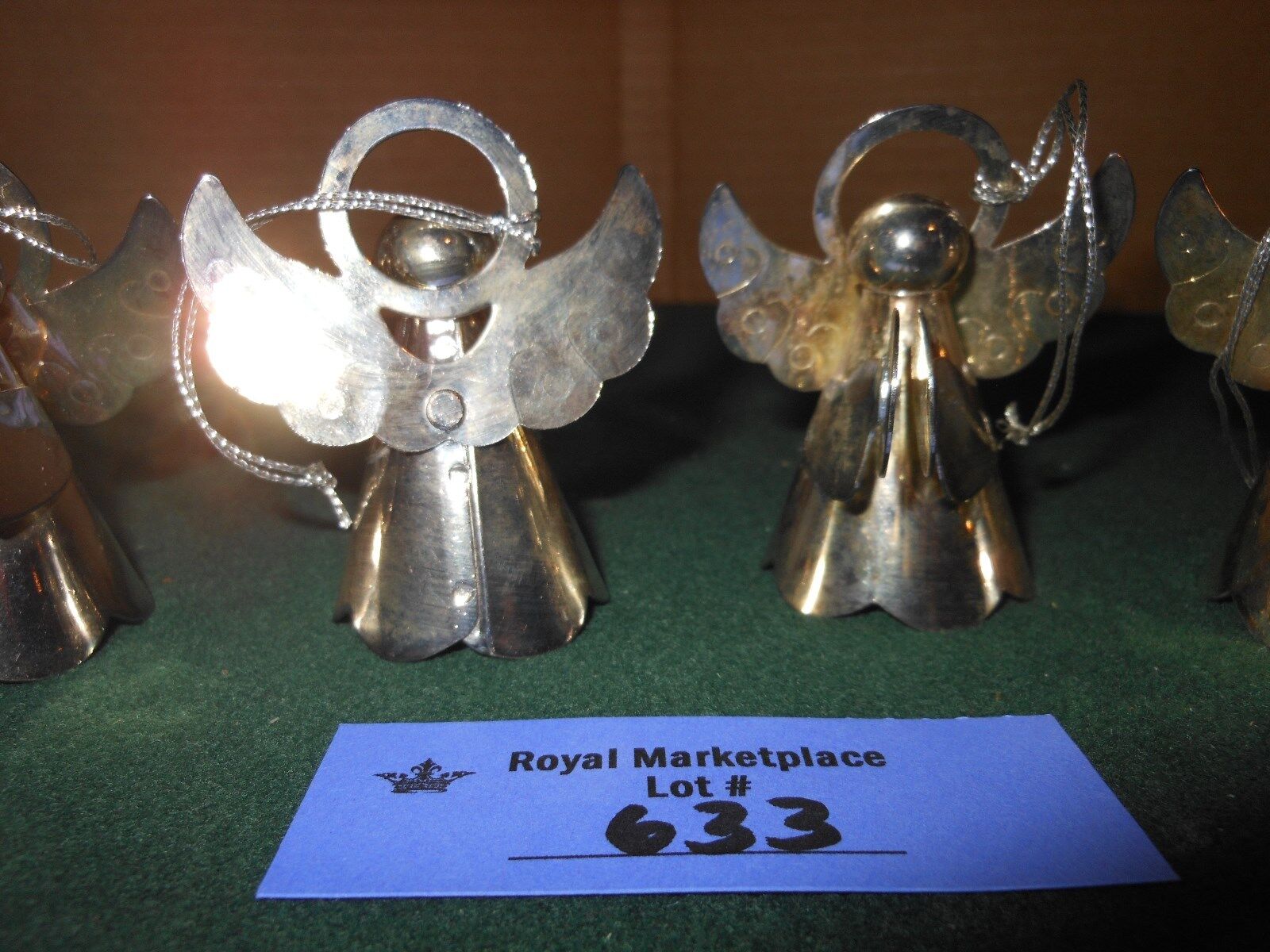 4 Vintage Silver Angel Holiday Ornaments