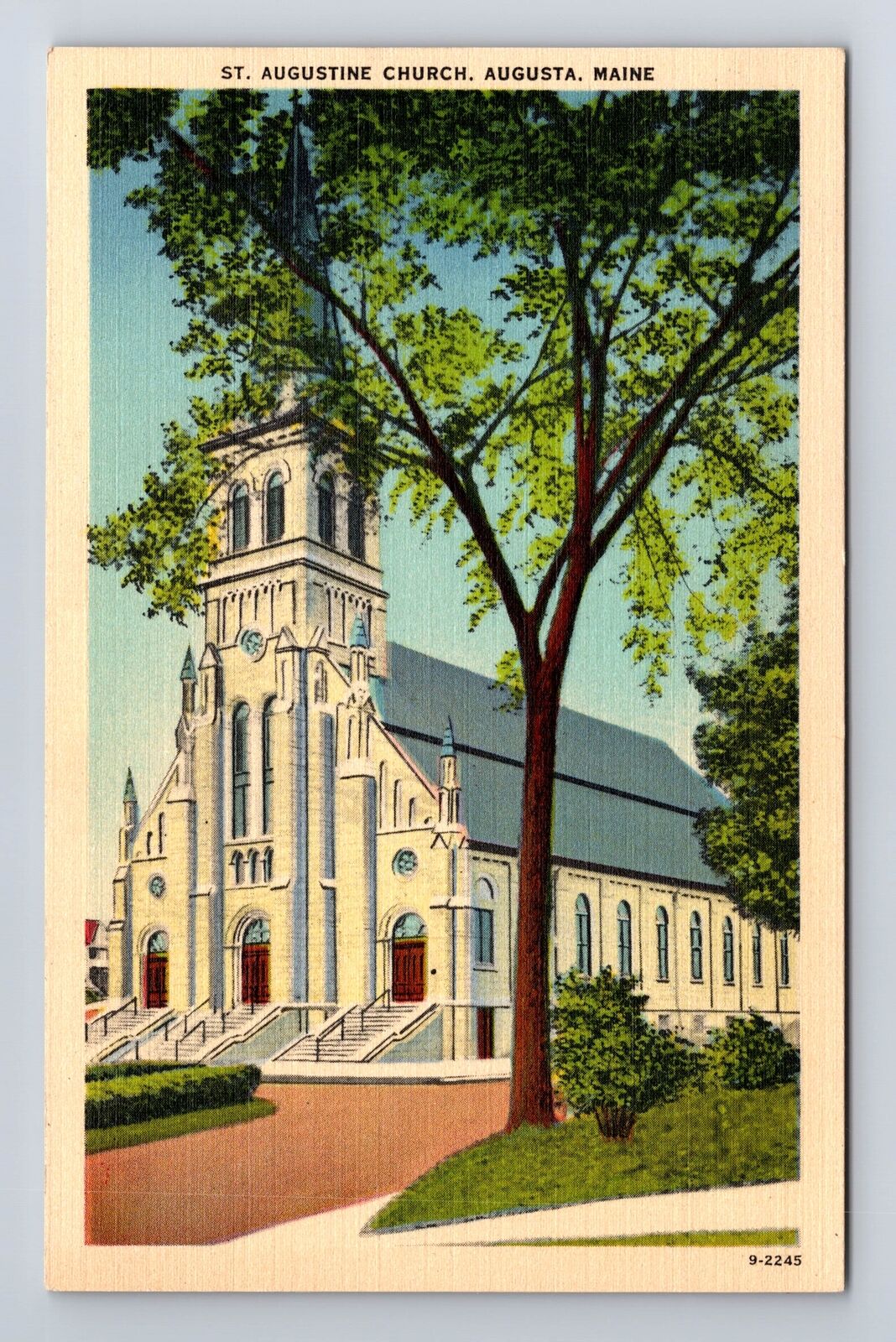 Augusta ME-Maine, St Augustine Church, Antique, Vintage Souvenir Postcard