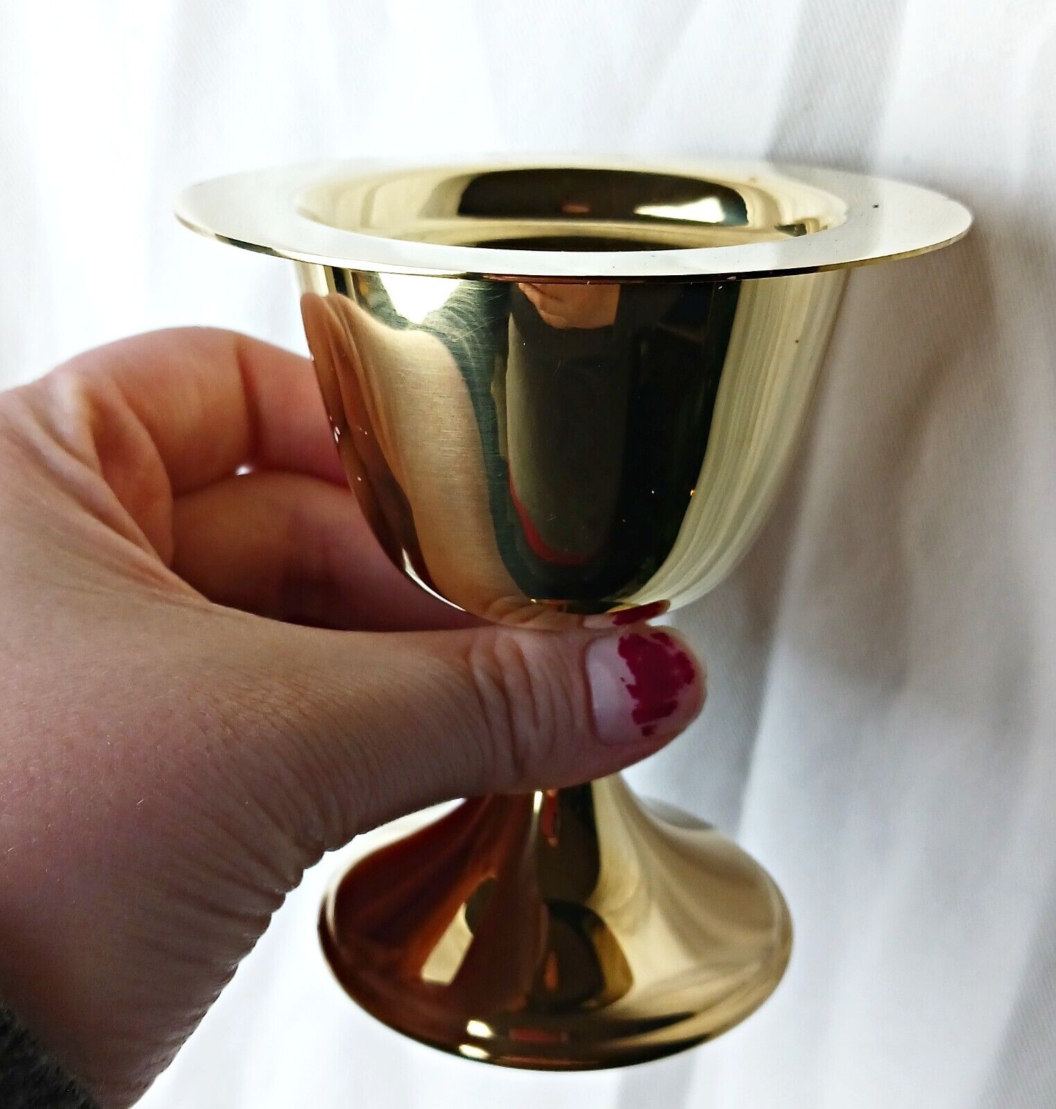 Catholic Orthodox Mini Polished Brass Chalice and Paten Set for Home 2.5 Oz