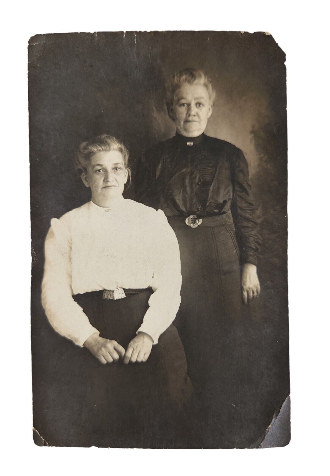 Vintage RPPC Real Photo Two Women Portrait Early 1900s Divided Back