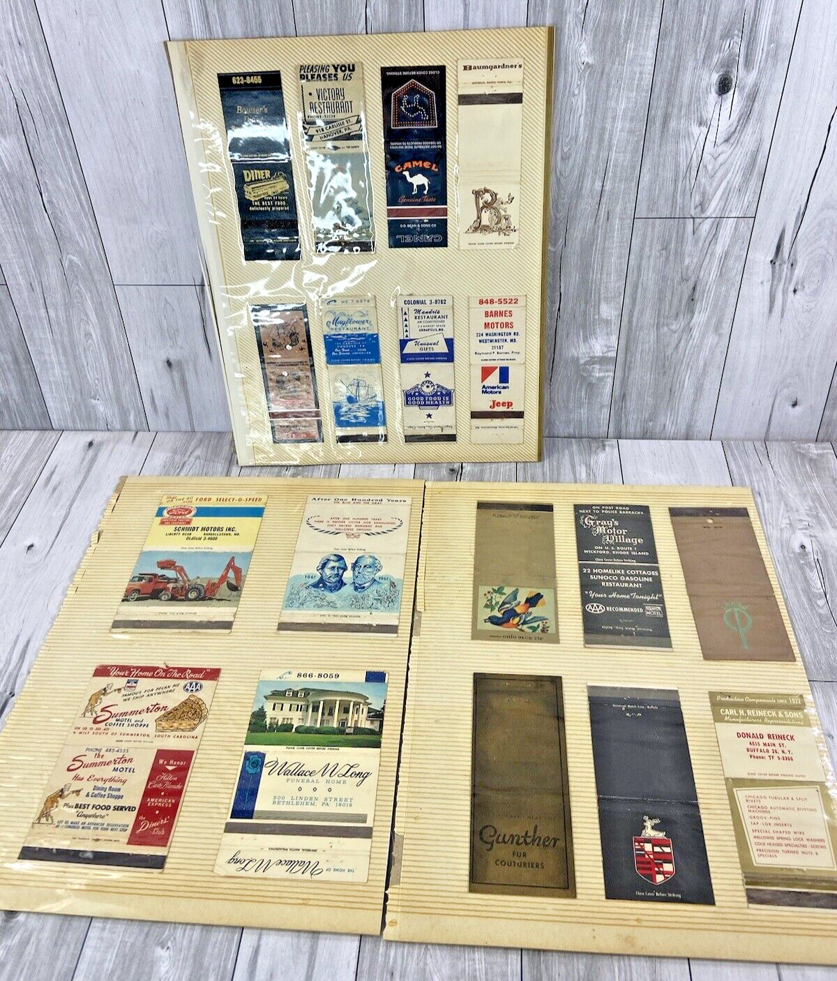 Lot of 36 Vintage Variety Matchbook Covers  Mounted; Insurance, Restaurant