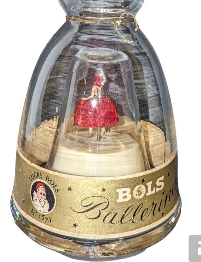BOLS Ballerina Music Box Vintage 1950s Liquor Bottle Empty WORKING Red Dress