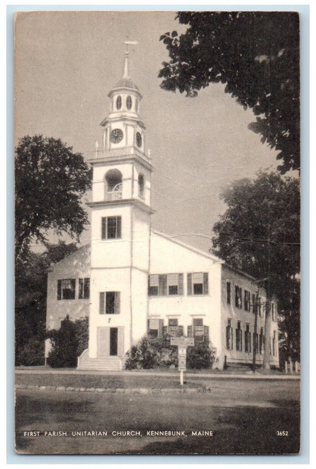 c1940's First Parish Unitarian Church, Kennebunk Maine ME Vintage Postcard