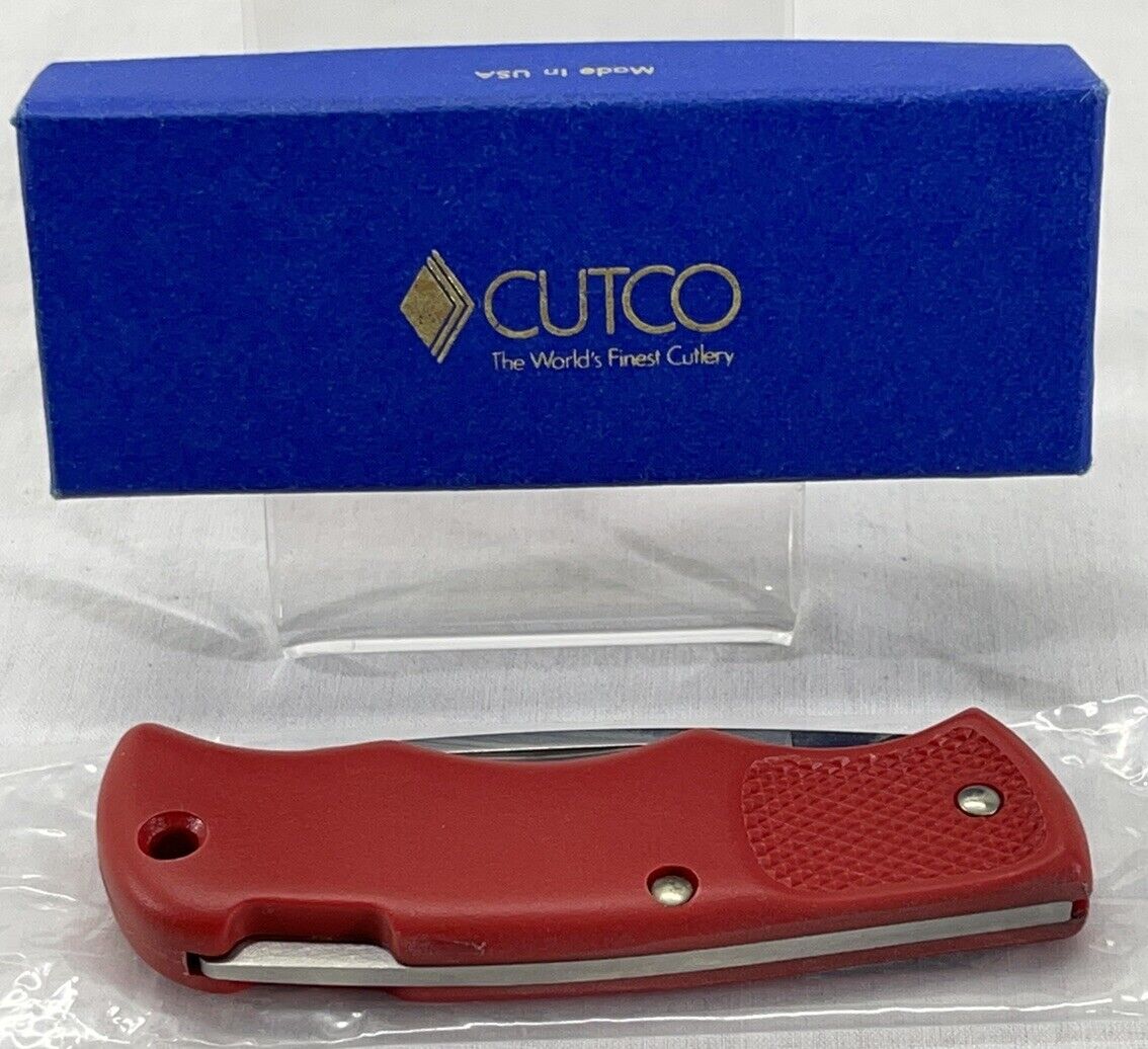 Vintage Cutco 1886 Red Lock Back Knife Made USA 5-1/4 Inch In Box