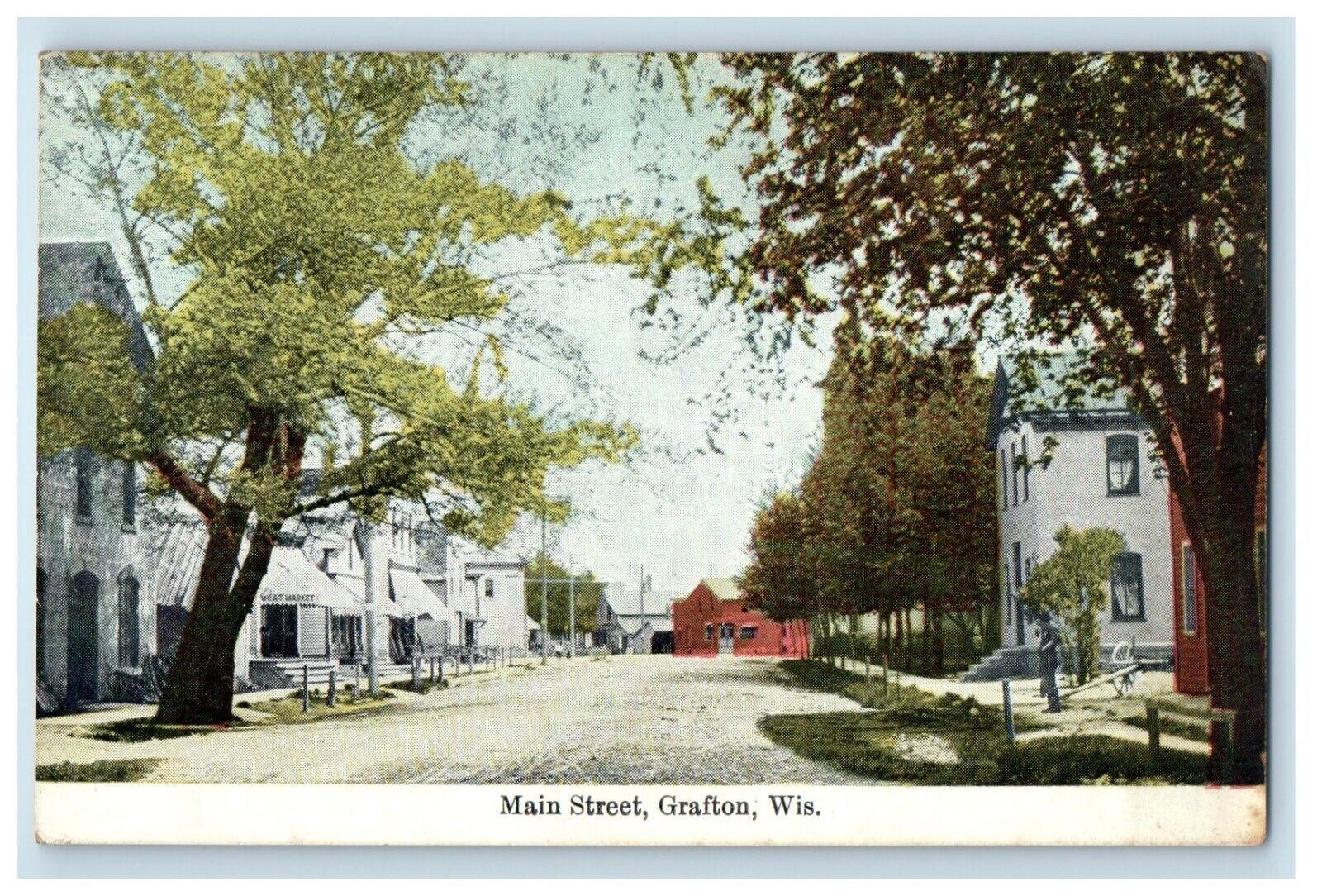 c1910's View Of Main Street Grafton Wisconsin WI Unposted Antique Postcard