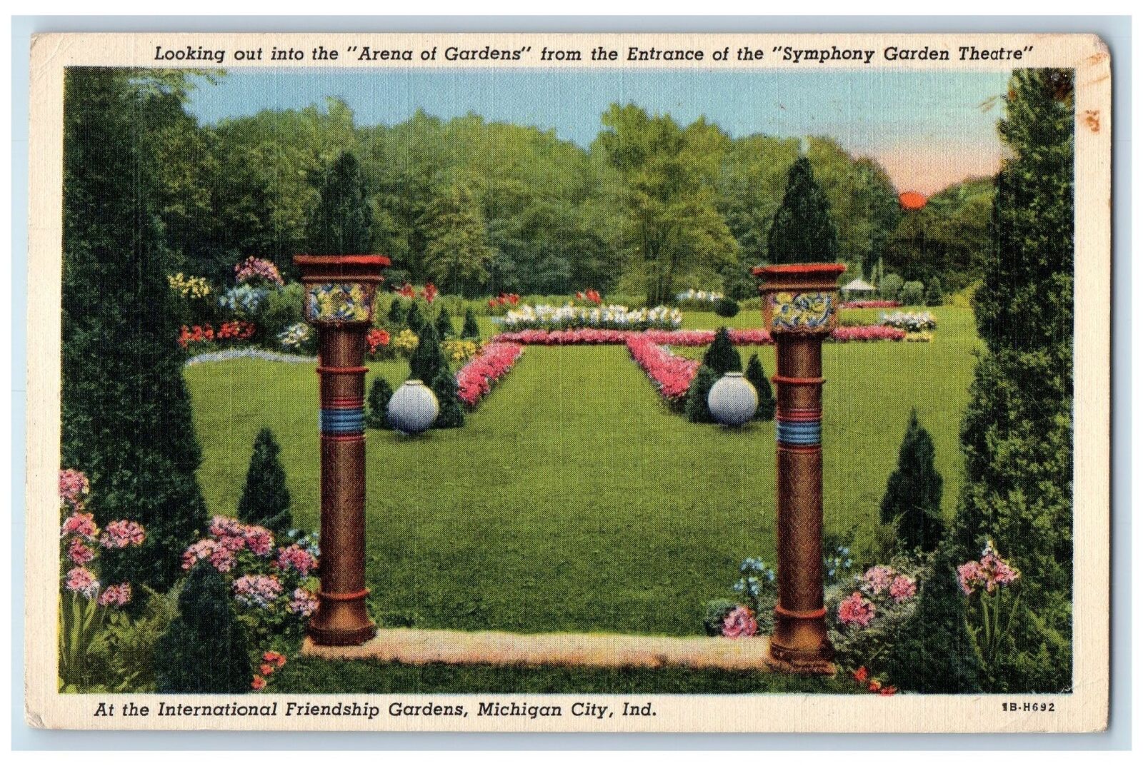 c1920\'s The International Friendship Gardens Michigan City Indiana IN Postcard