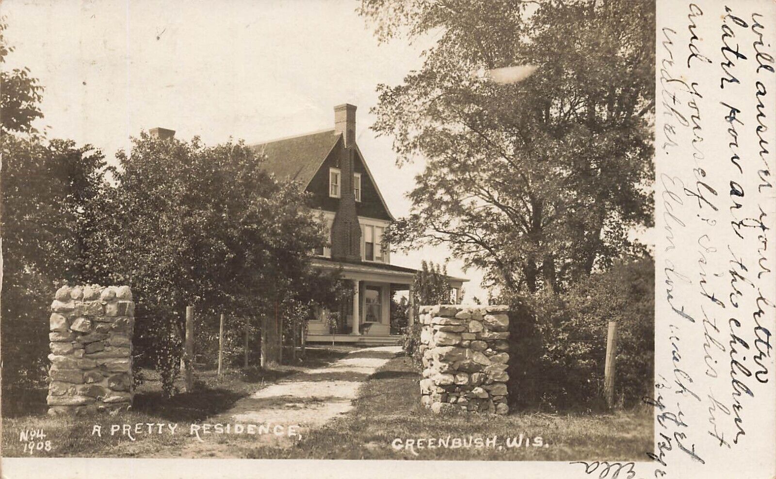 Greenbush Wisconsin Pretty Residence 1908  RPPC Postcard LP60