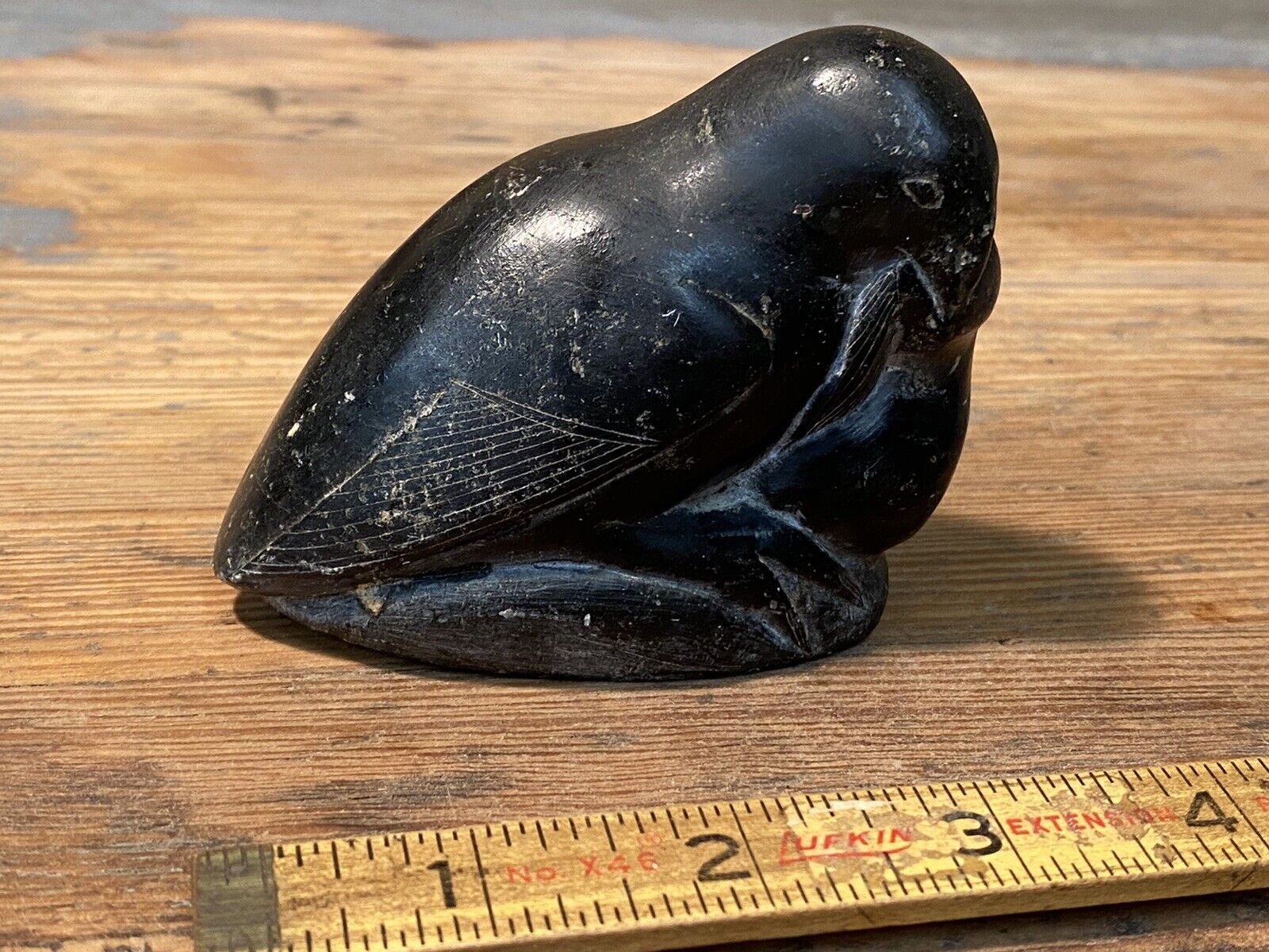 Vintage Signed Canadian Eskimo Bird Baby Inuit Carved Stone Authentic