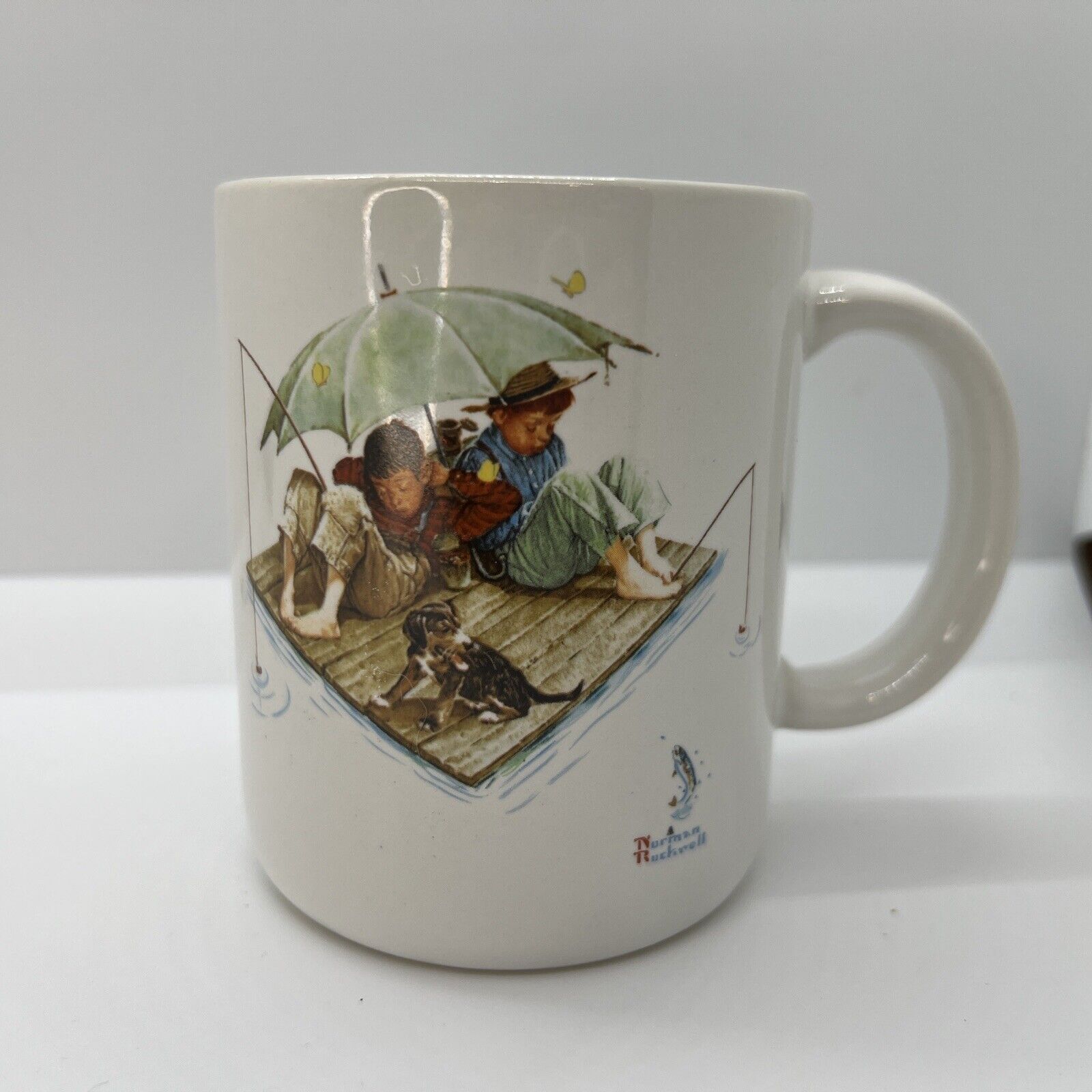 Vintage Fishermen's Paradise Norman Rockwell Coffee Mug Tea Cup