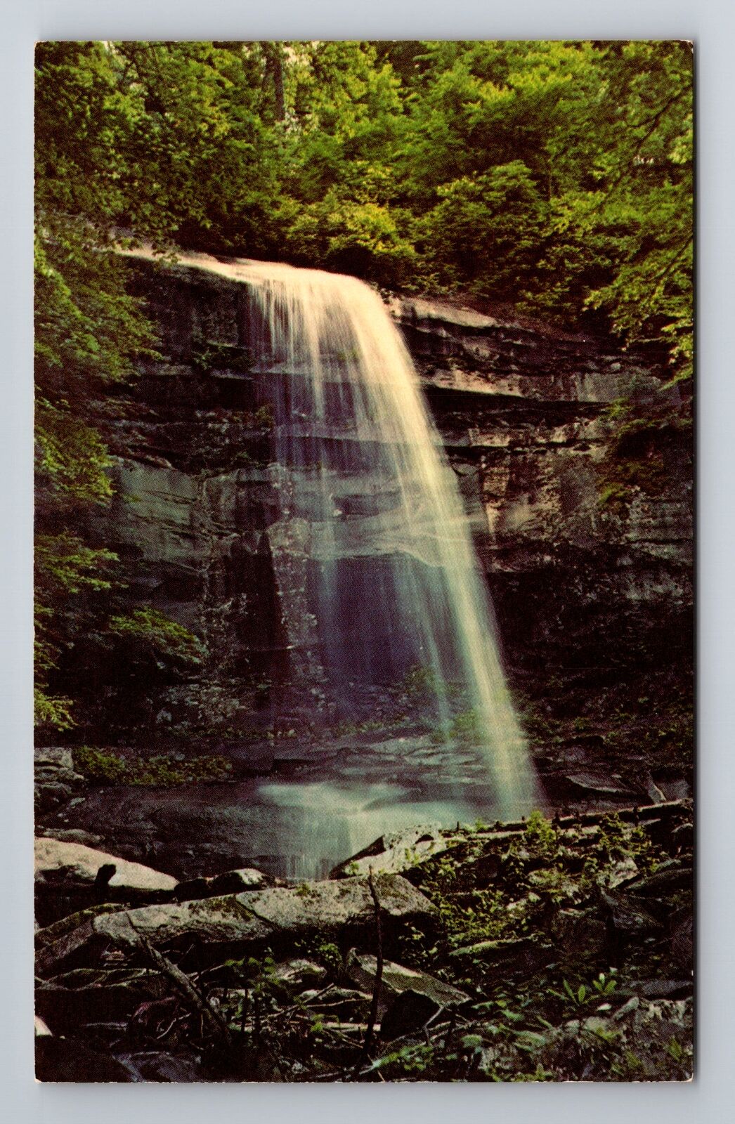 Great Smoky Mountains Nat'l Park TN-Tennessee, Rainbow Falls, Vintage Postcard
