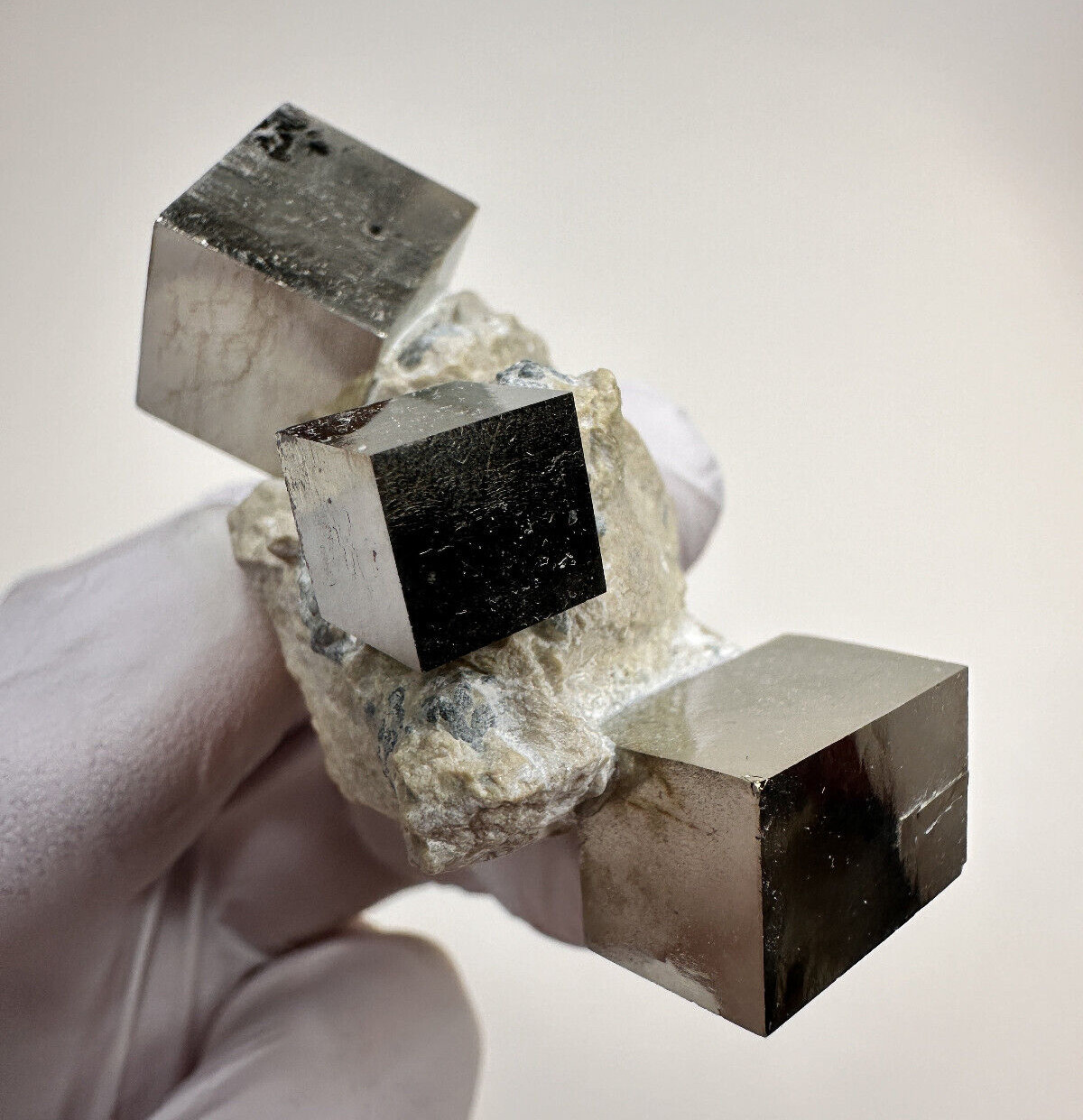 Rare Lusterous Pyrite Cubes on Matrix__Navajun Mine , Spain