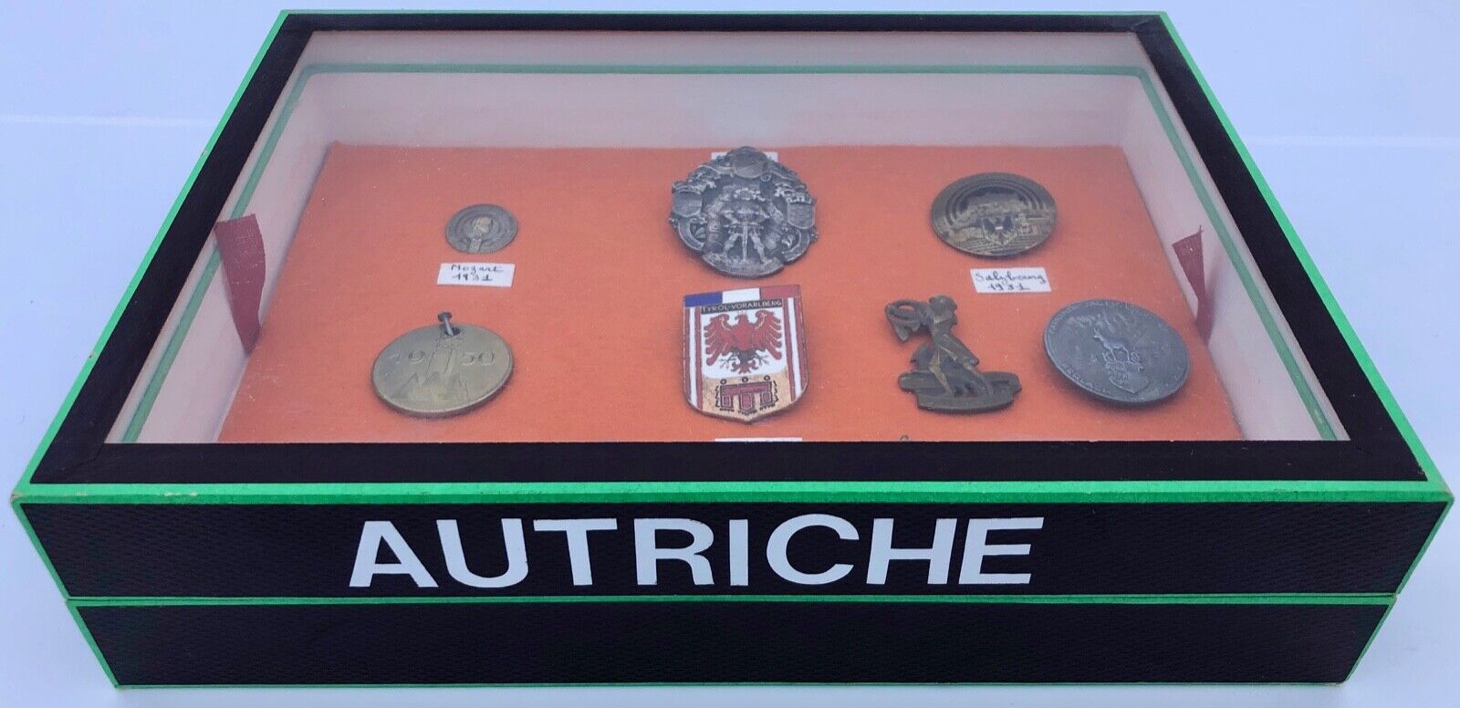 Set of Nine Austrian Commemorative Medals in a Display Box, Mid-20th Century