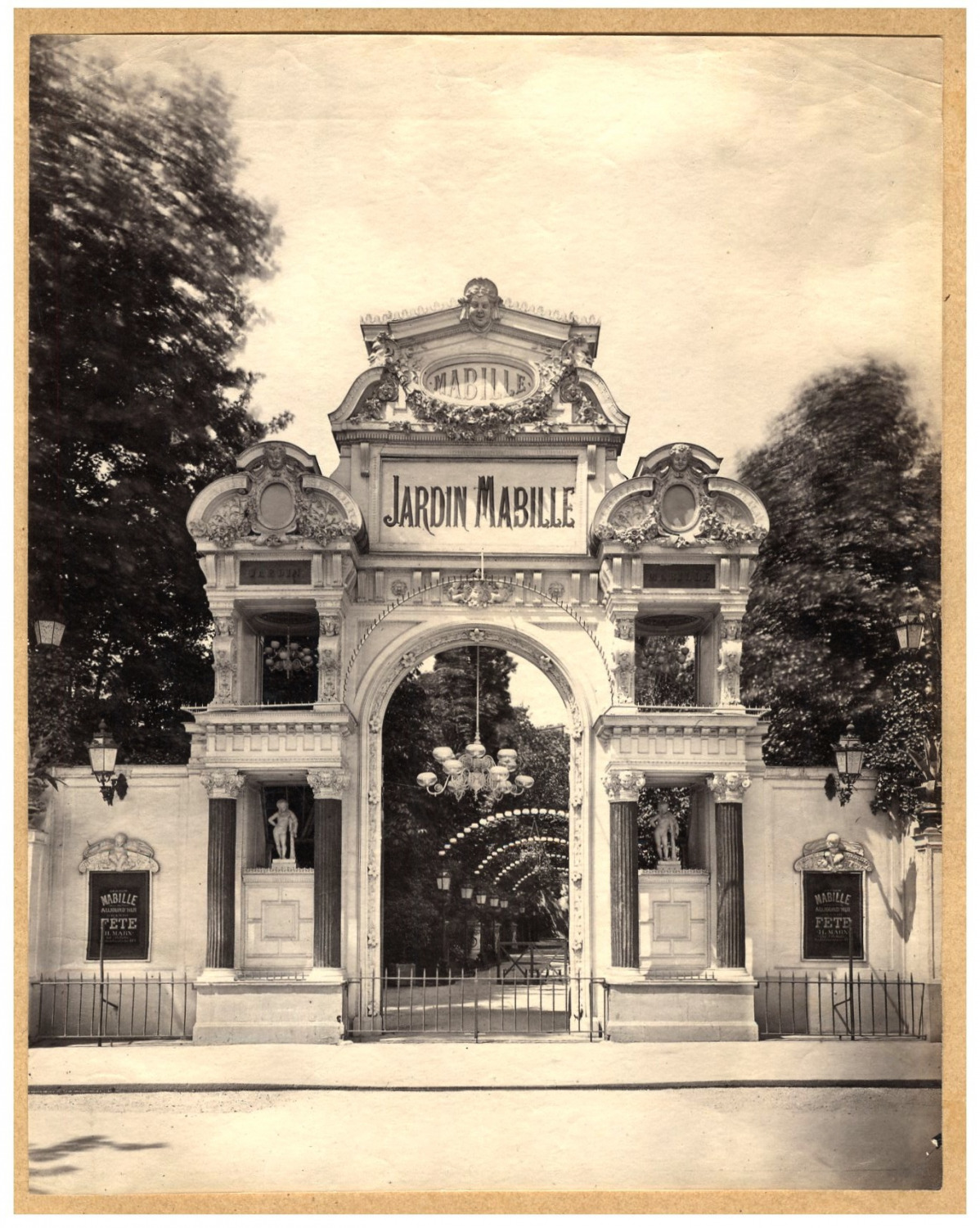 France, Paris, Jardin Mabille vintage albumen print, albumin print 17x2 print