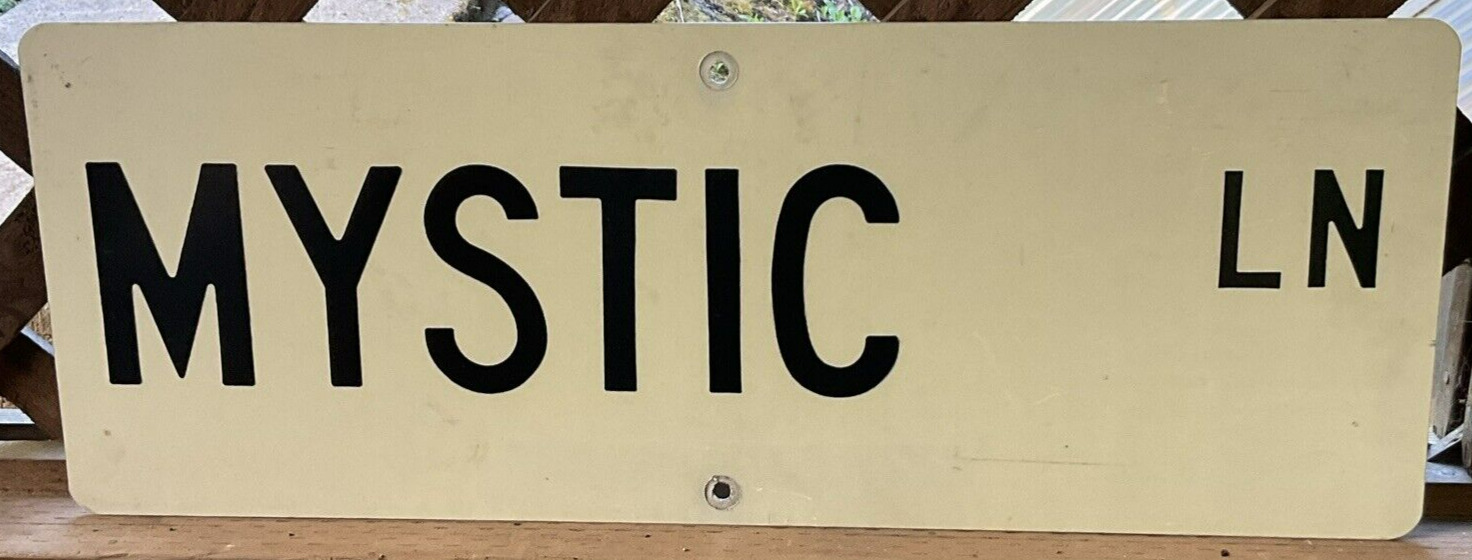 Vintage Mystic Lane Street Sign 9 x 24 Used Genuine Aluminum Fantasy Spiritual