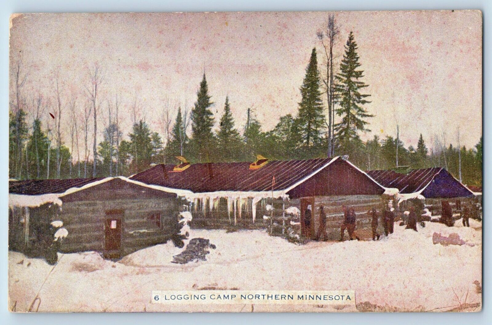 Minneapolis Minnesota MN Postcard Logging Camp Northern c1910's Vintage Antique