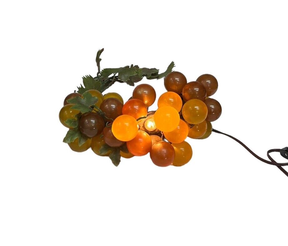 Vintage Lucite Grape Cluster Yellow Lamp 11” MCM Mid Century Modern