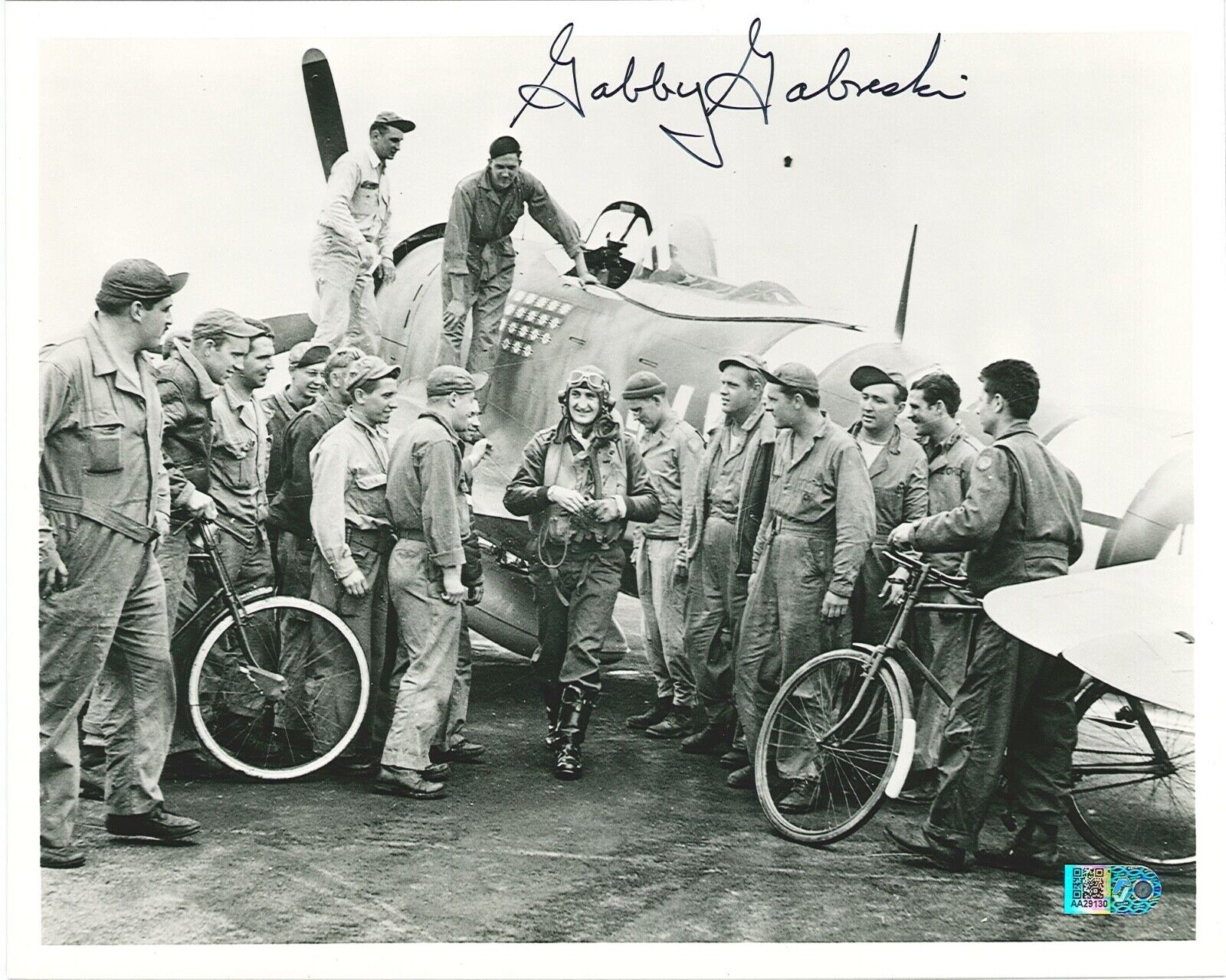 Francis Gabby Gabreski Signed 8x10 Photograph WWII 56th FG P-47 Ace (AIV)