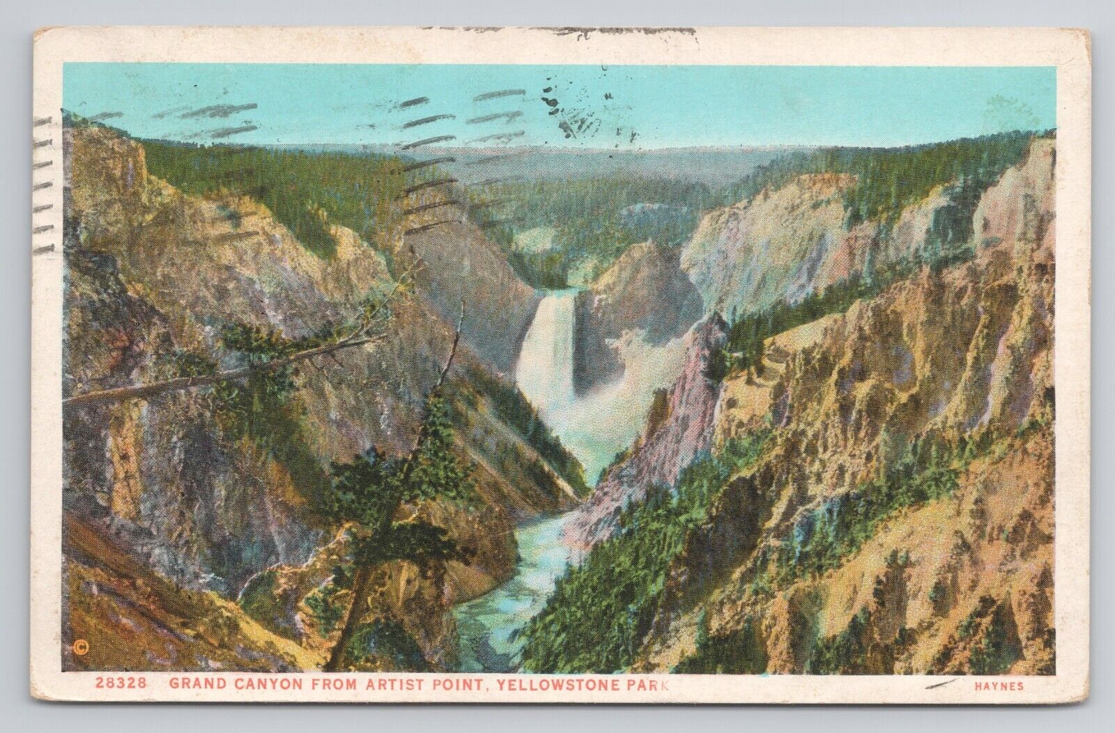 Postcard Grand Canyon From Artist Point Yellowstone ParK Wyoming 1937