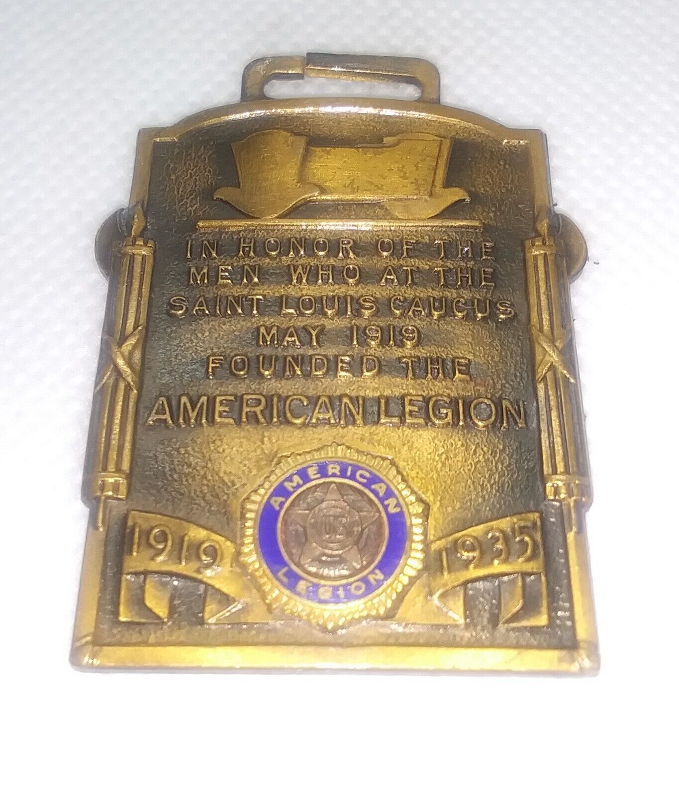 Vintage 1935 Saint Louis Caucus Founded American Legion In 1919 Watch Fob