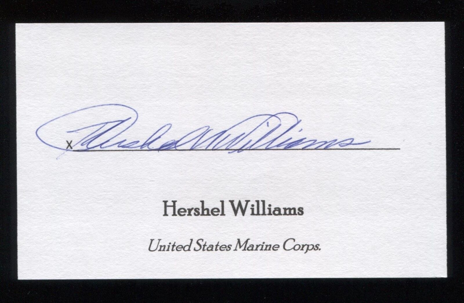 Hershel Williams Signed 3x5 Index Card Signature Autographed Medal of Honor WWII