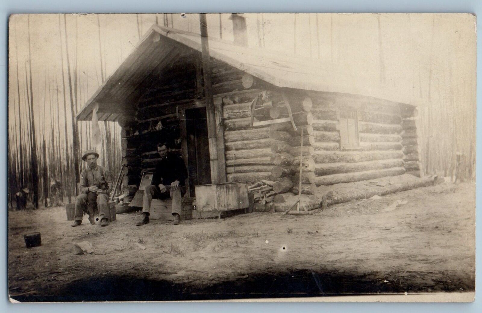 c1910s Gold Prospector Log Cabin View Unposted RPPC Photo Postcard