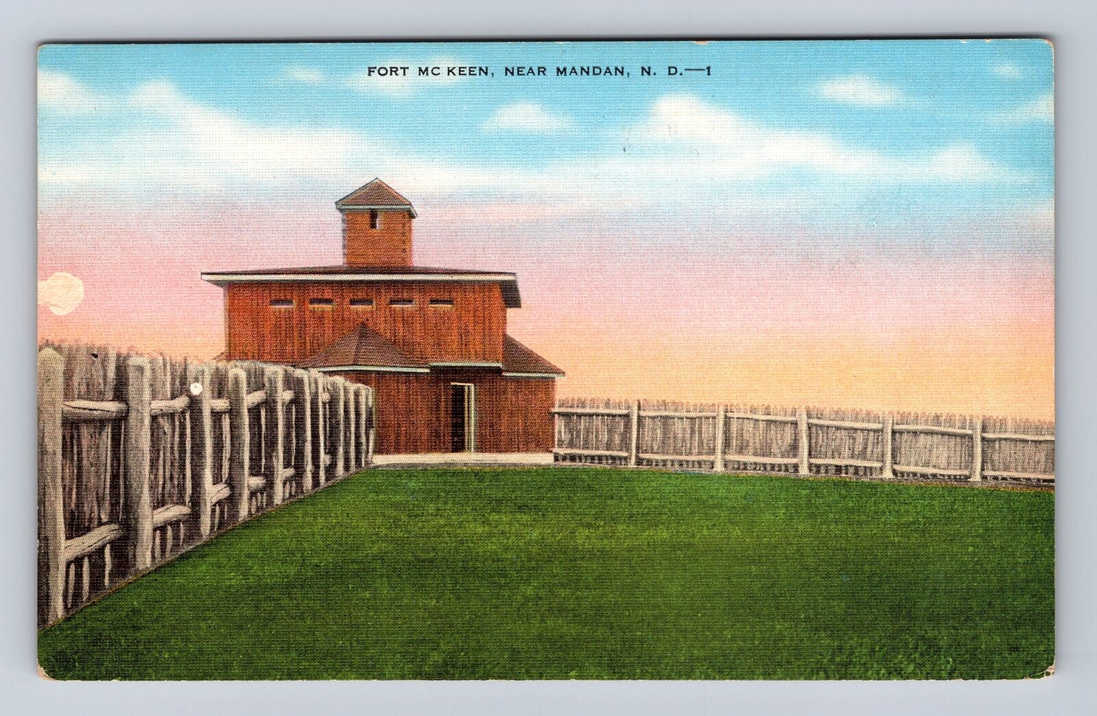 Mandan ND-North Dakota, Fort McKeen, Antique, Vintage Souvenir Postcard
