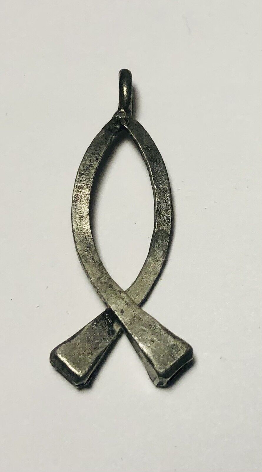 Antique silver Religious fish symbol Pendant hand forged rare.