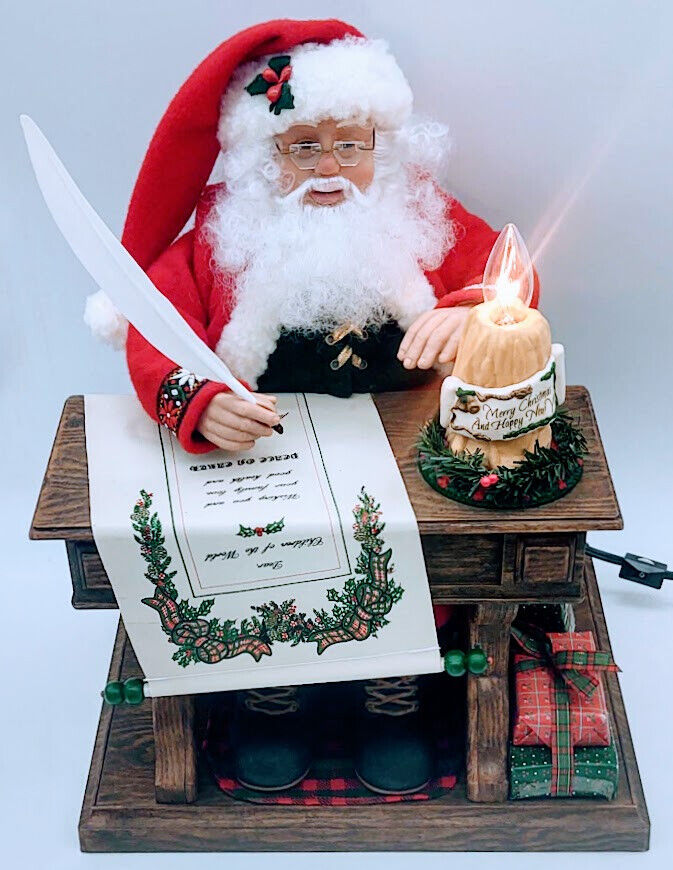 Vintage 1993 Holiday Creations Animated Writing Santa -Candle - Christmas Carols