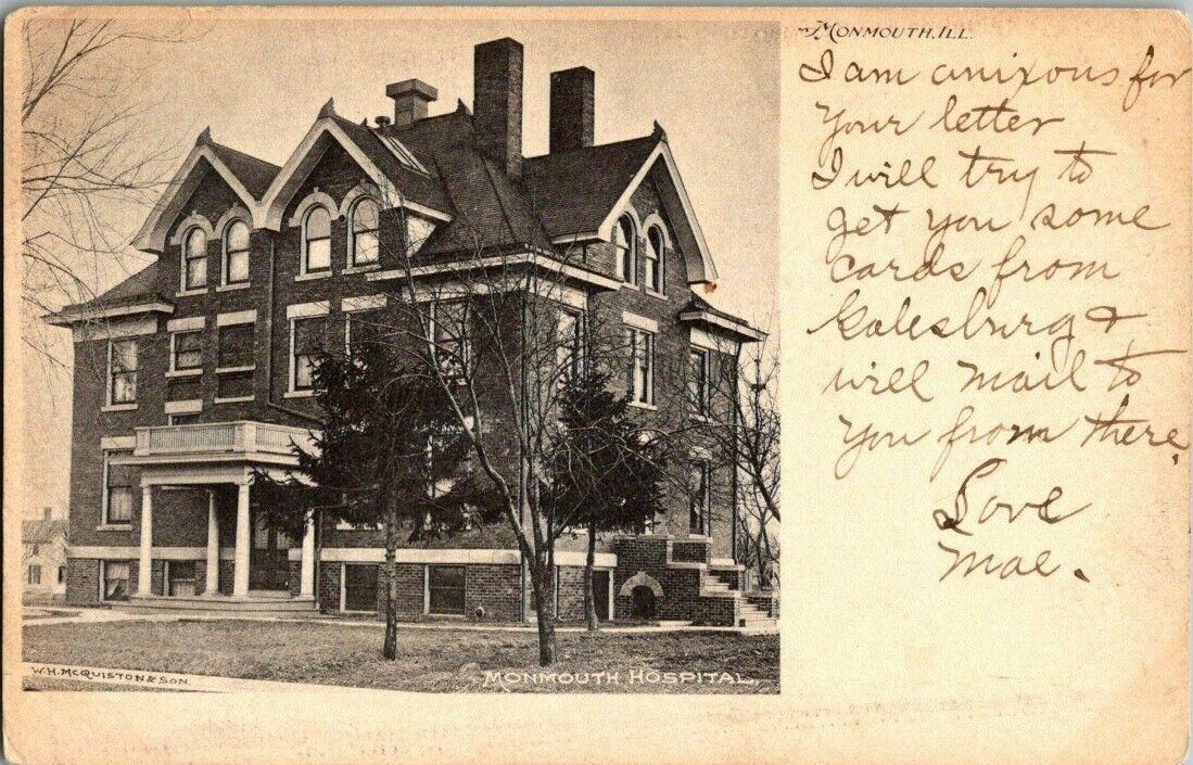 EARLY 1900'S. MONMOUTH HOSPITAL. MONMOUTH, ILL. POSTCARD DB8
