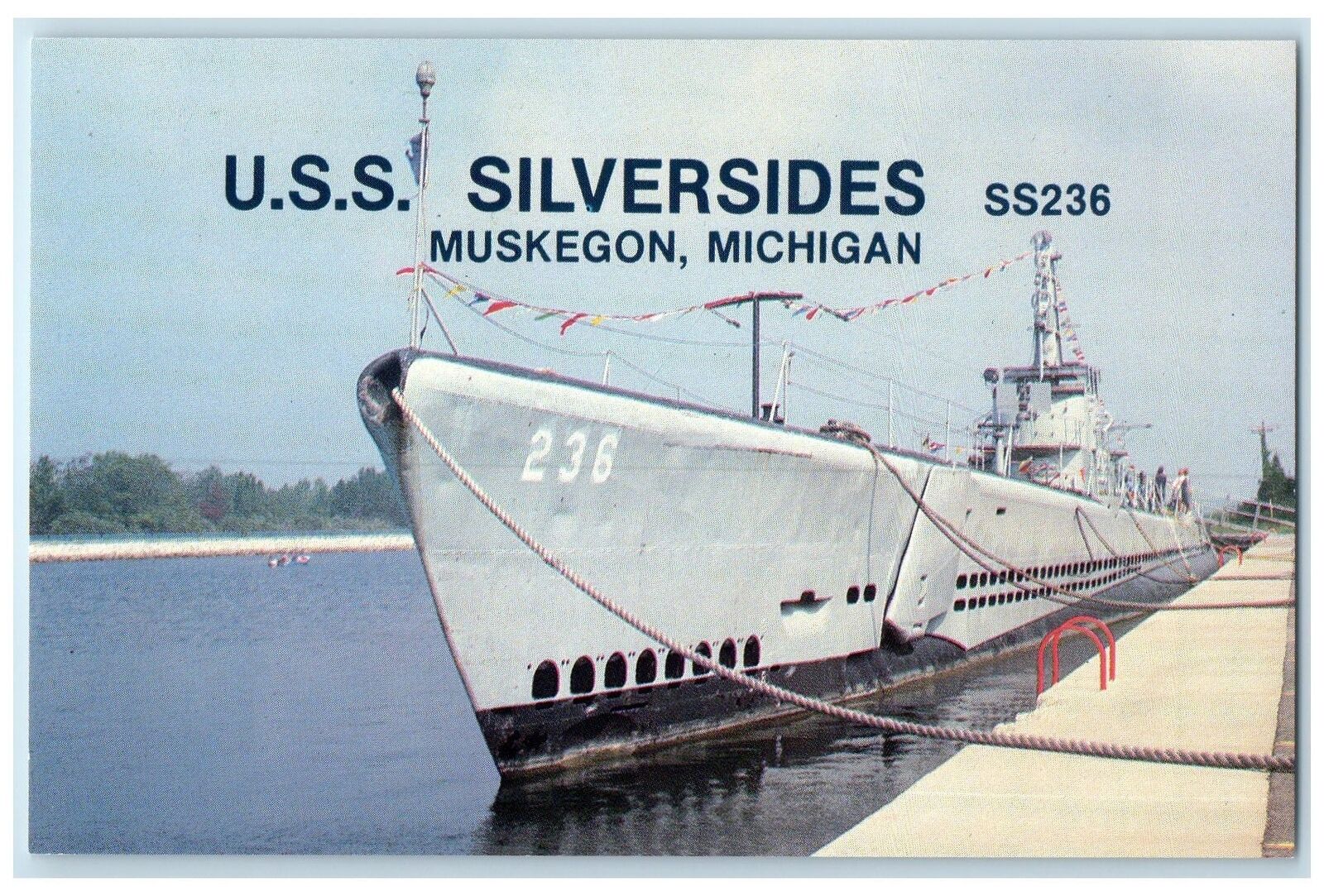 c1960s U.S.S. Silversides SS236 View World War II Submarine Muskegon MI Postcard