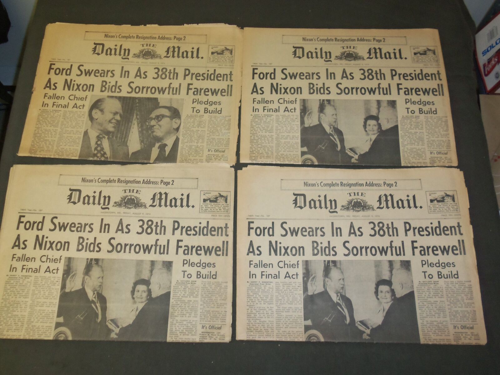 1974 AUG 9 THE DAILY MAIL NEWSPAPER- LOT OF 4- GERALD FORD INAUGURATION- NP 3244